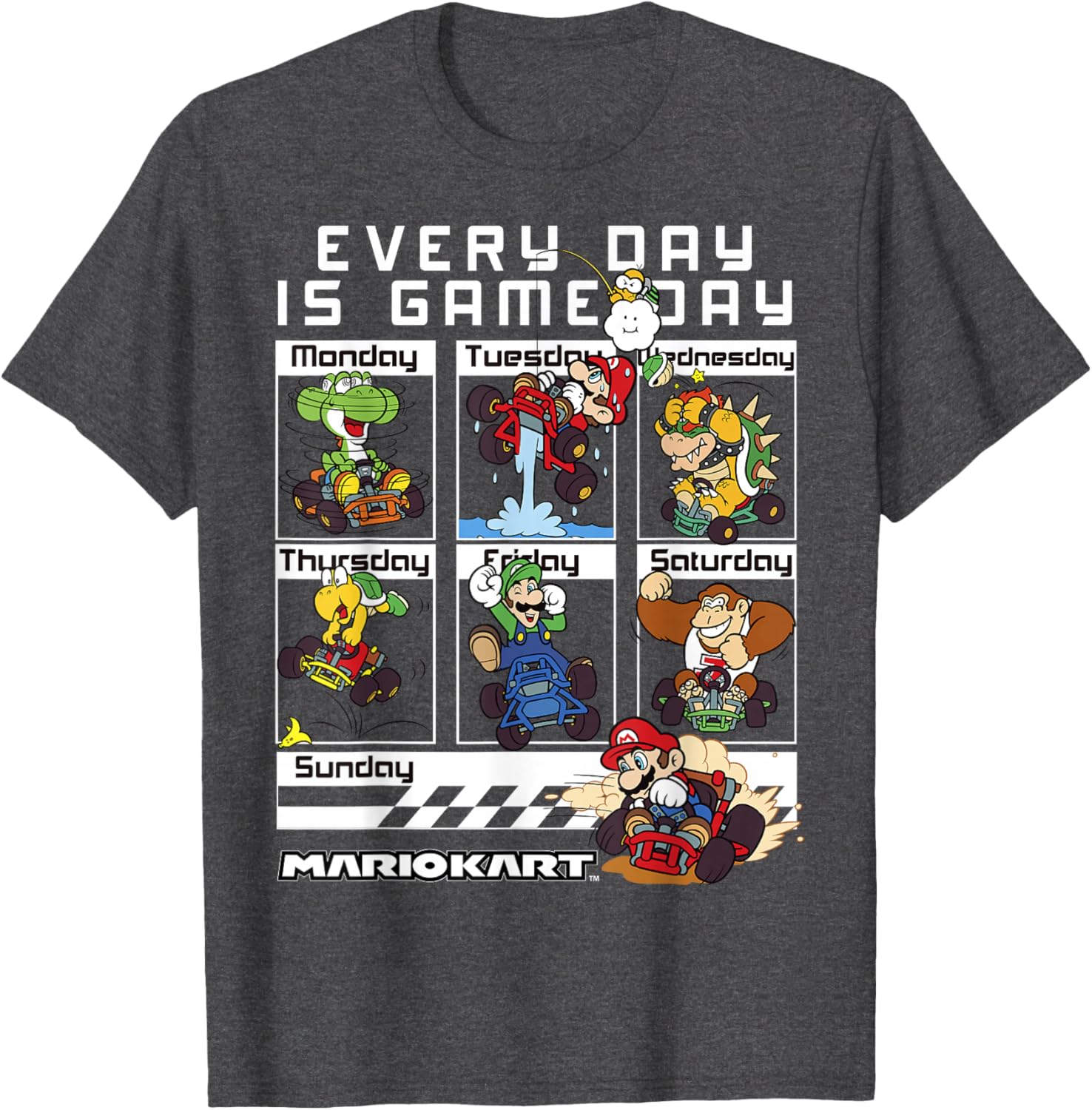 Mario Kart Everyday Is Game Day Graphic T-Shirt for Gamers and Fans - 10