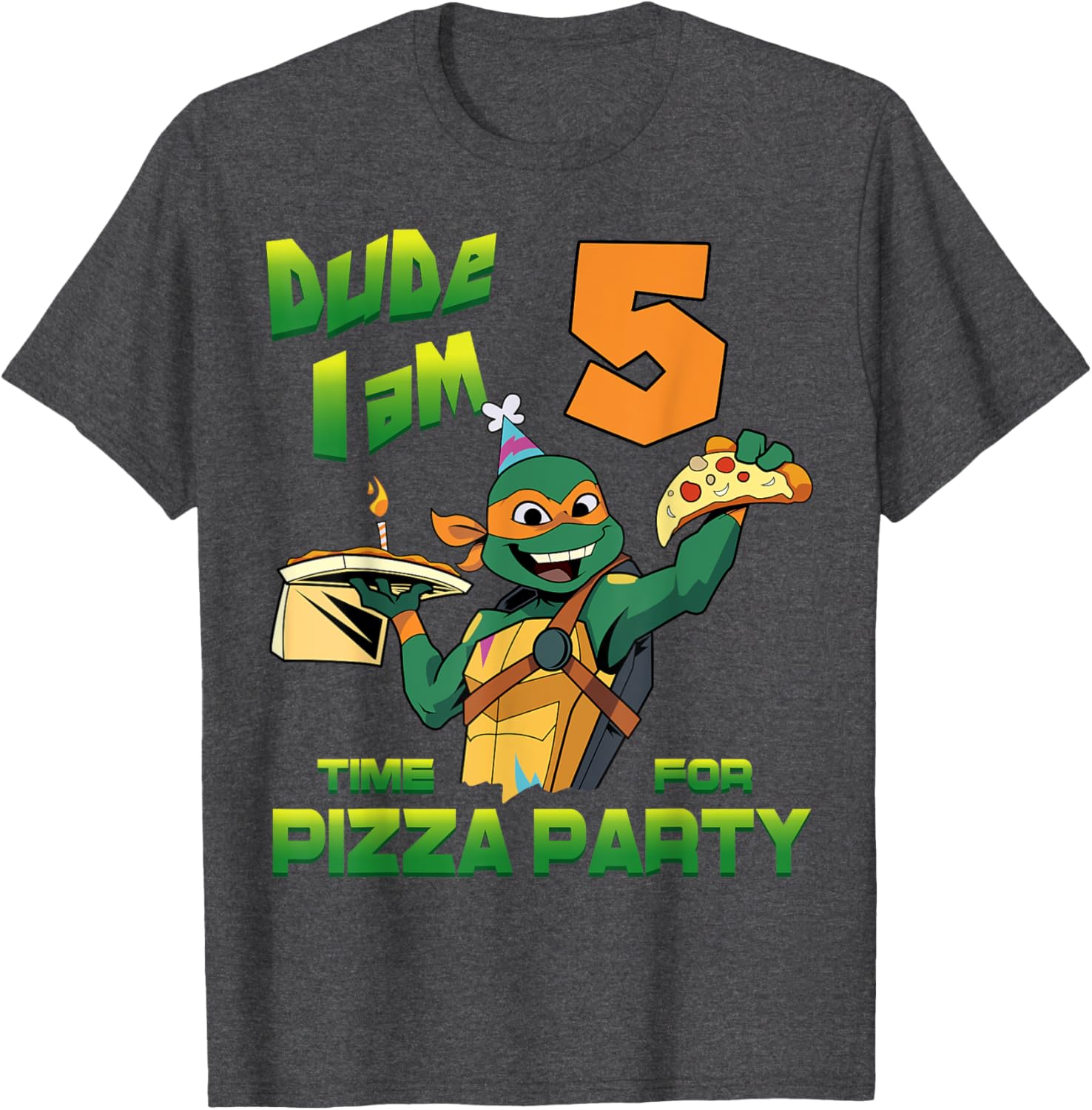 Mademark Teenage Mutant Ninja Turtles Mikey Pizza Birthday T-Shirt for Kids - 10