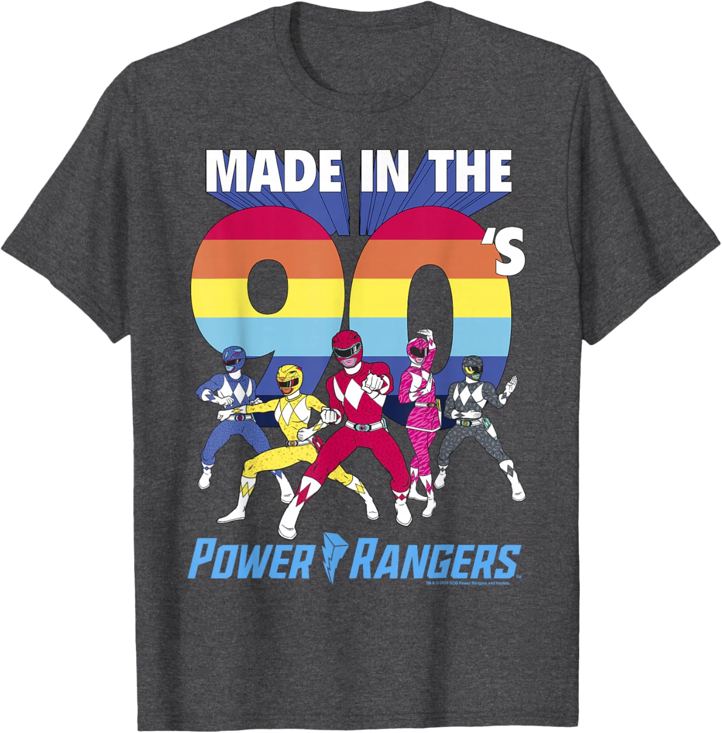 90's Power Rangers Retro Rainbow Stripe Logo T-Shirt for Fans - 8