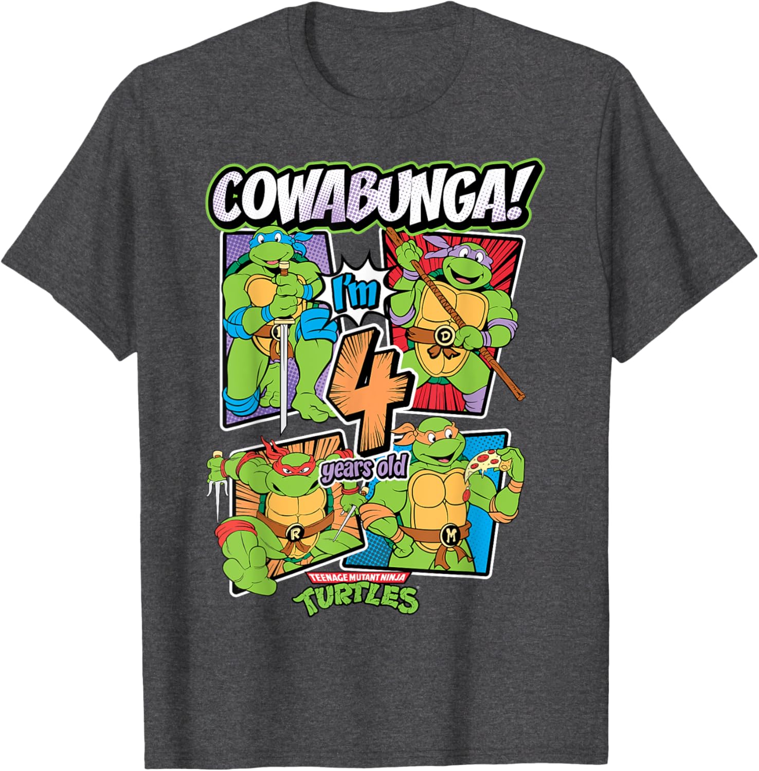 Cowabunga I'm 4 Years Old TMNT T-Shirt for Kids - Fun Ninja Turtles Apparel - 9