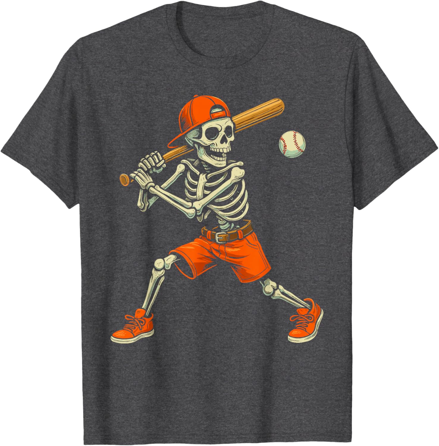 Funny Skeleton Baseball Halloween Costume T-Shirt for Kids and Men - 8