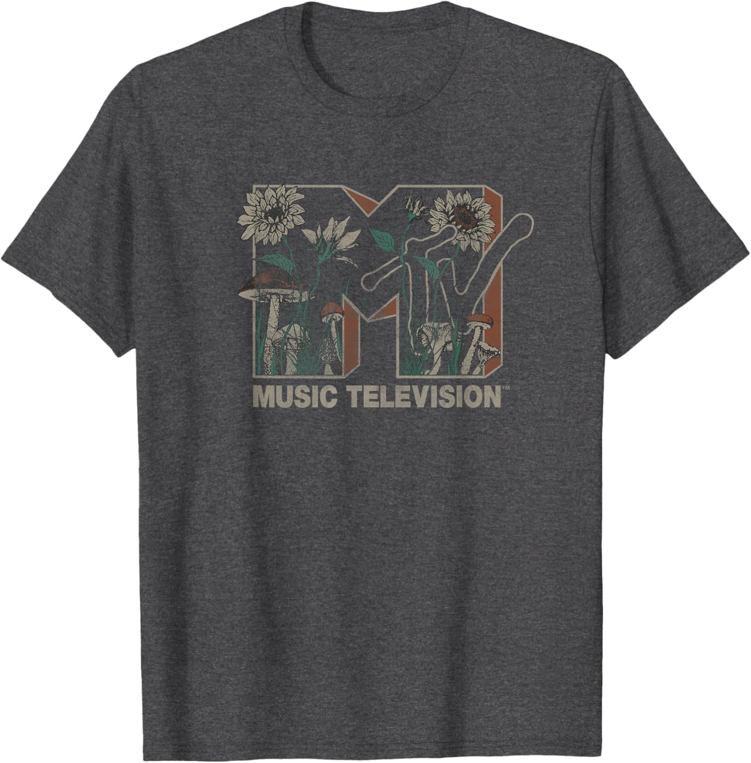 MTV Wild Flower Mushrooms Logo T-Shirt for Music Lovers and Fans - 2