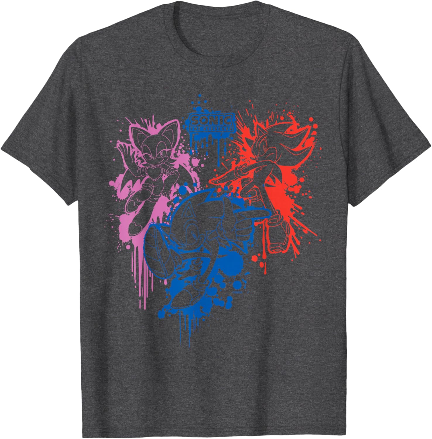 Sonic the Hedgehog Spray Paint T-Shirt Featuring Rouge Sonic and Shadow - 5