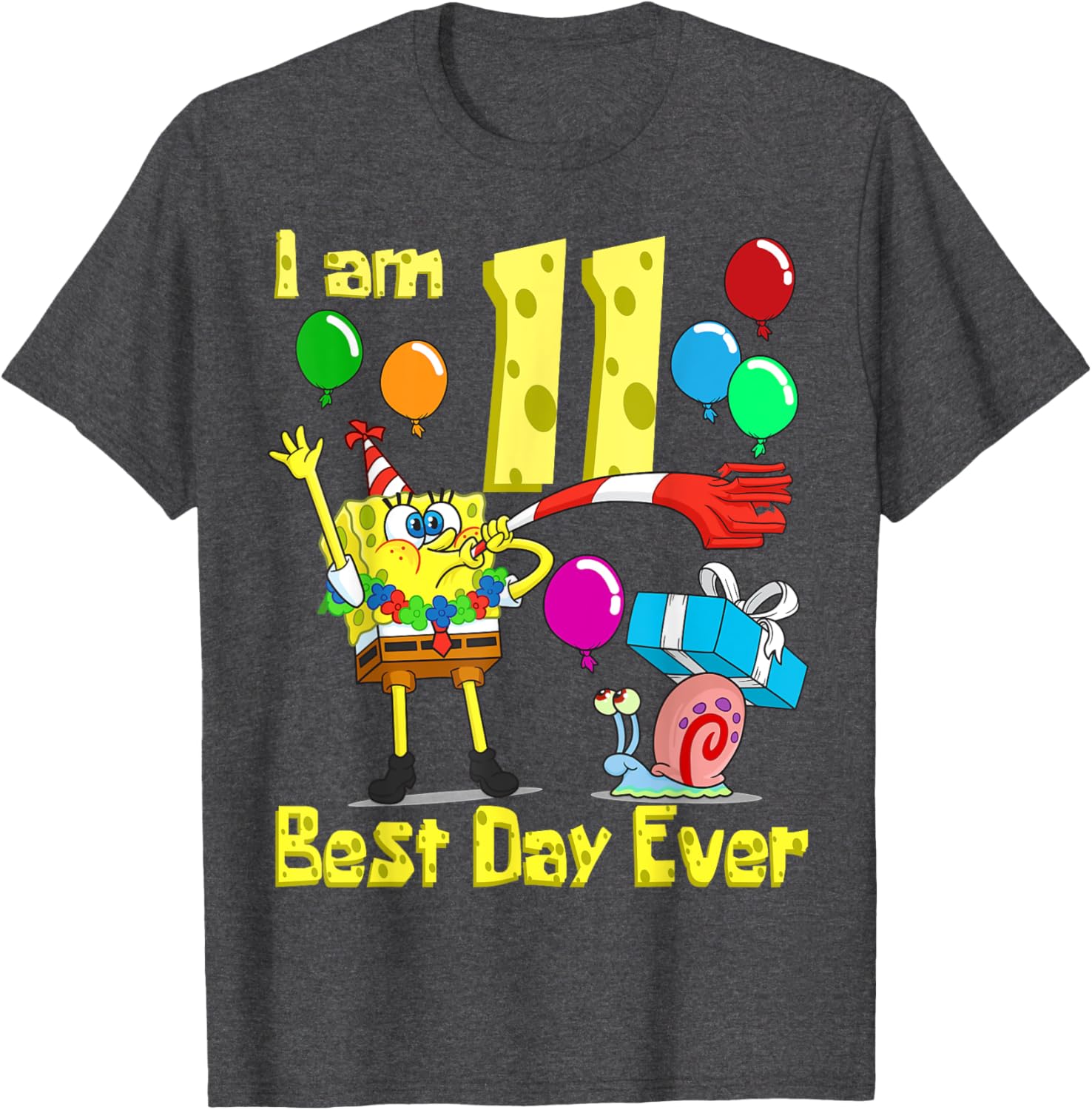 SpongeBob Birthday T-Shirt for 11 Year Olds Fun Party Apparel - 13