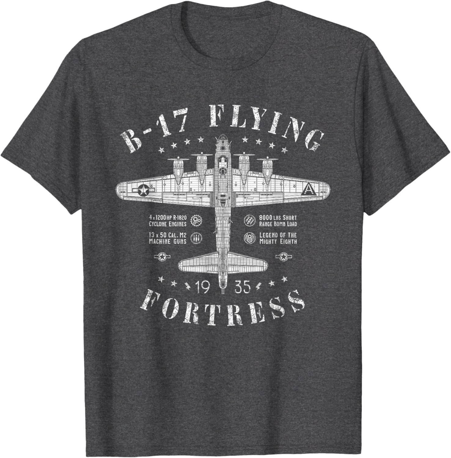 Vintage B-17 Flying Fortress Bomber T-Shirt for WWII Aircraft Enthusiasts - 3