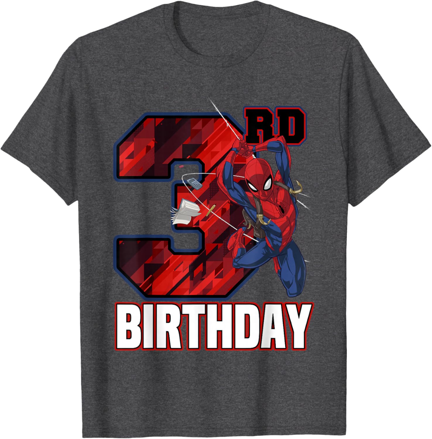 Spider-Man Web Swing 3rd Birthday T-Shirt for Kids Fun Party Wear - 3