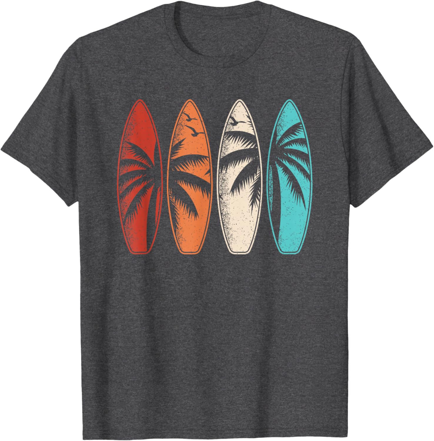 Tropical Hawaii Surfing Palm Tree Retro Surfboard T-Shirt Design - 15