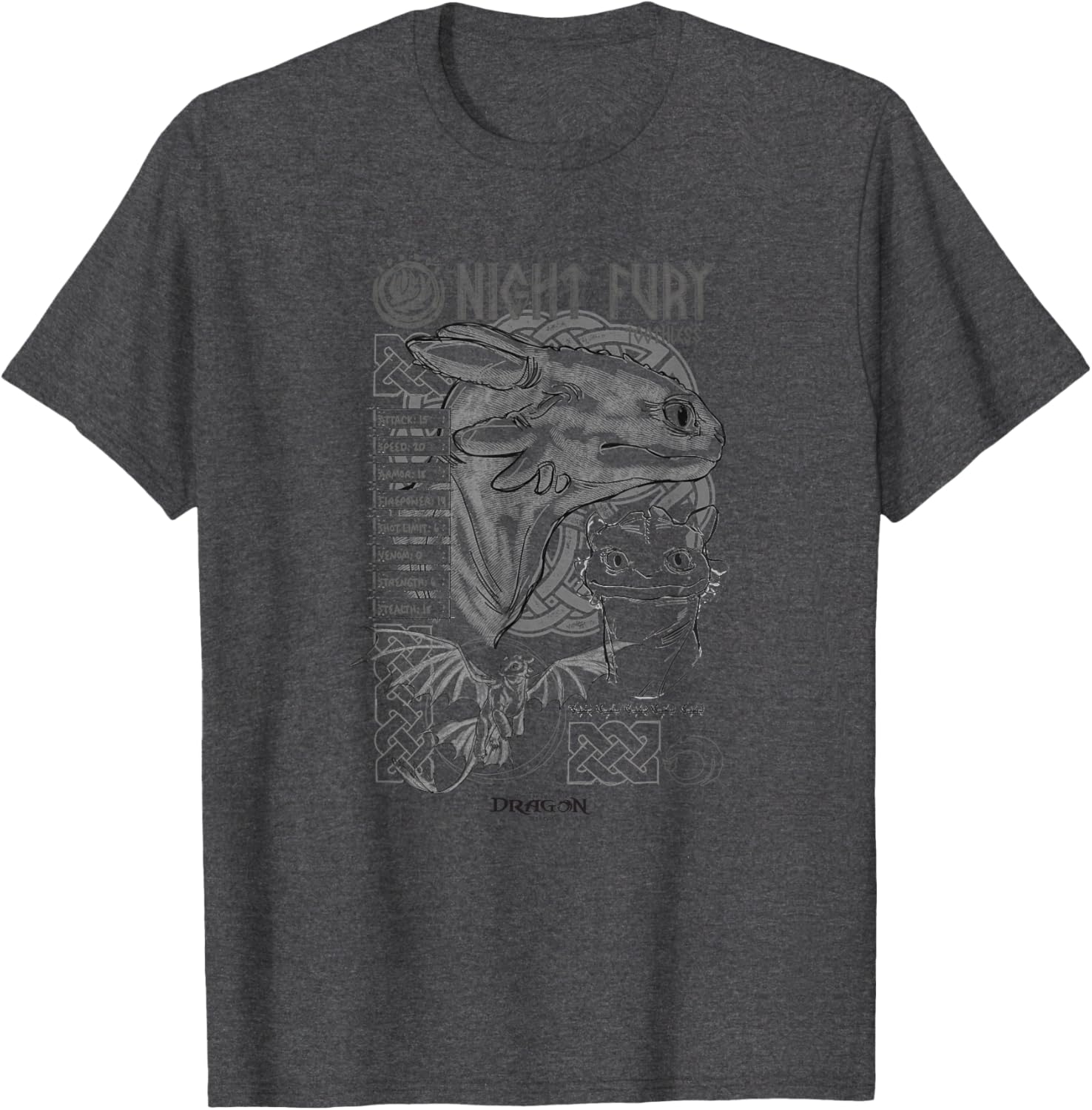 DreamWorks Dragons Toothless Night Fury Sketch T-Shirt for Fans - 7