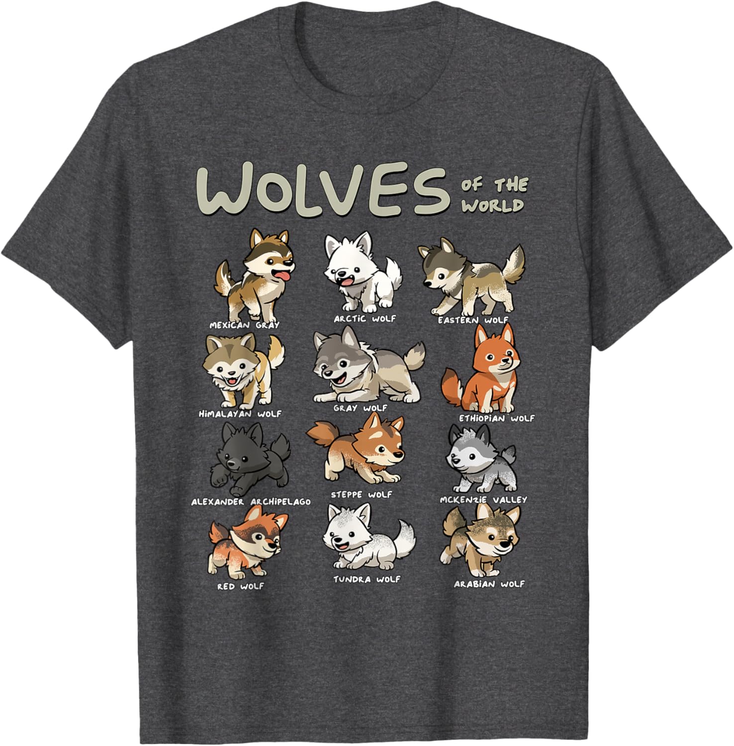 Charming Chibi Wolf T-Shirt for Animal Lovers - Cute Wolves Design - 8