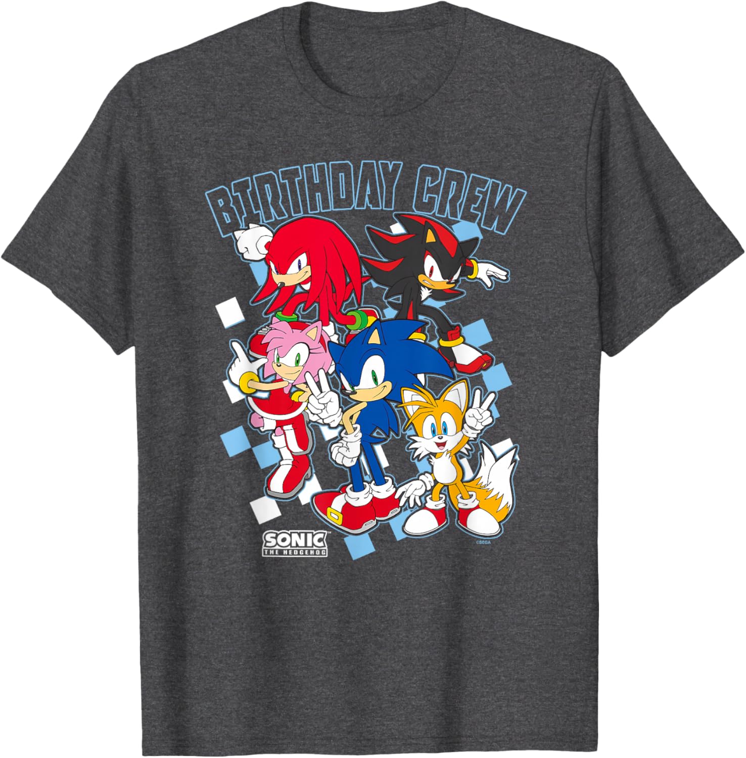 Sonic the Hedgehog Birthday Group Shot Big Logo T-Shirt for Fans - 5