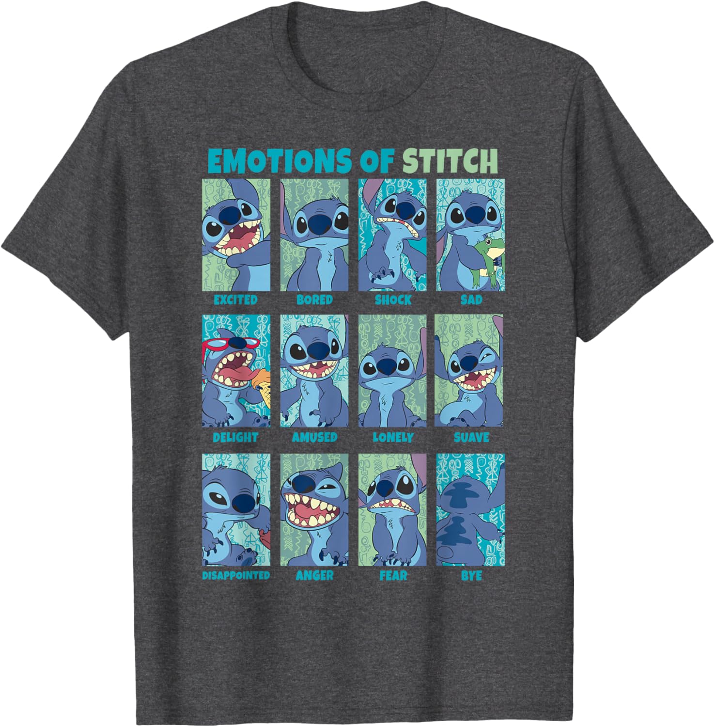 Disney Lilo & Stitch Emotions Stitch Box Up Panels T-Shirt for Fans - 6