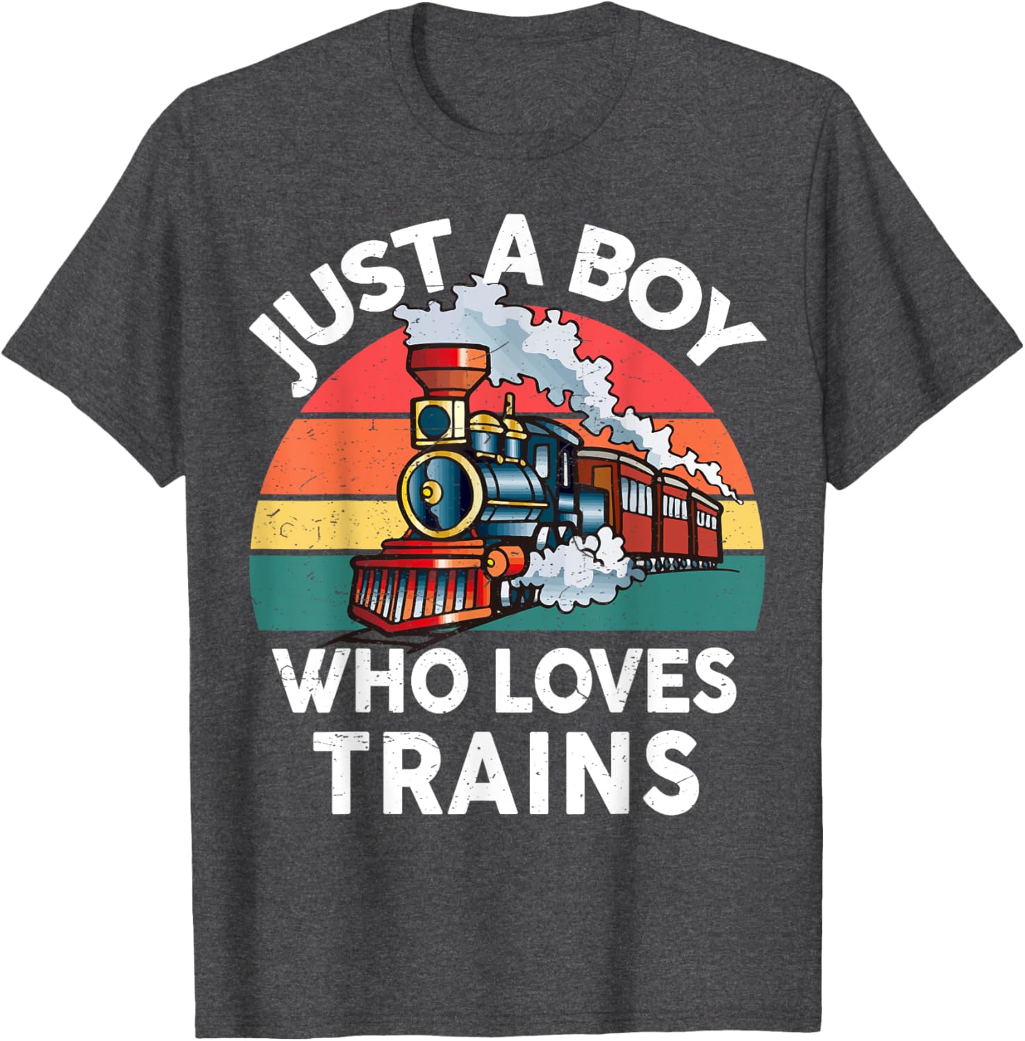 Funny Kids Train Lover T-Shirt Just A Boy Who Loves Trains Graphic Tee - 9