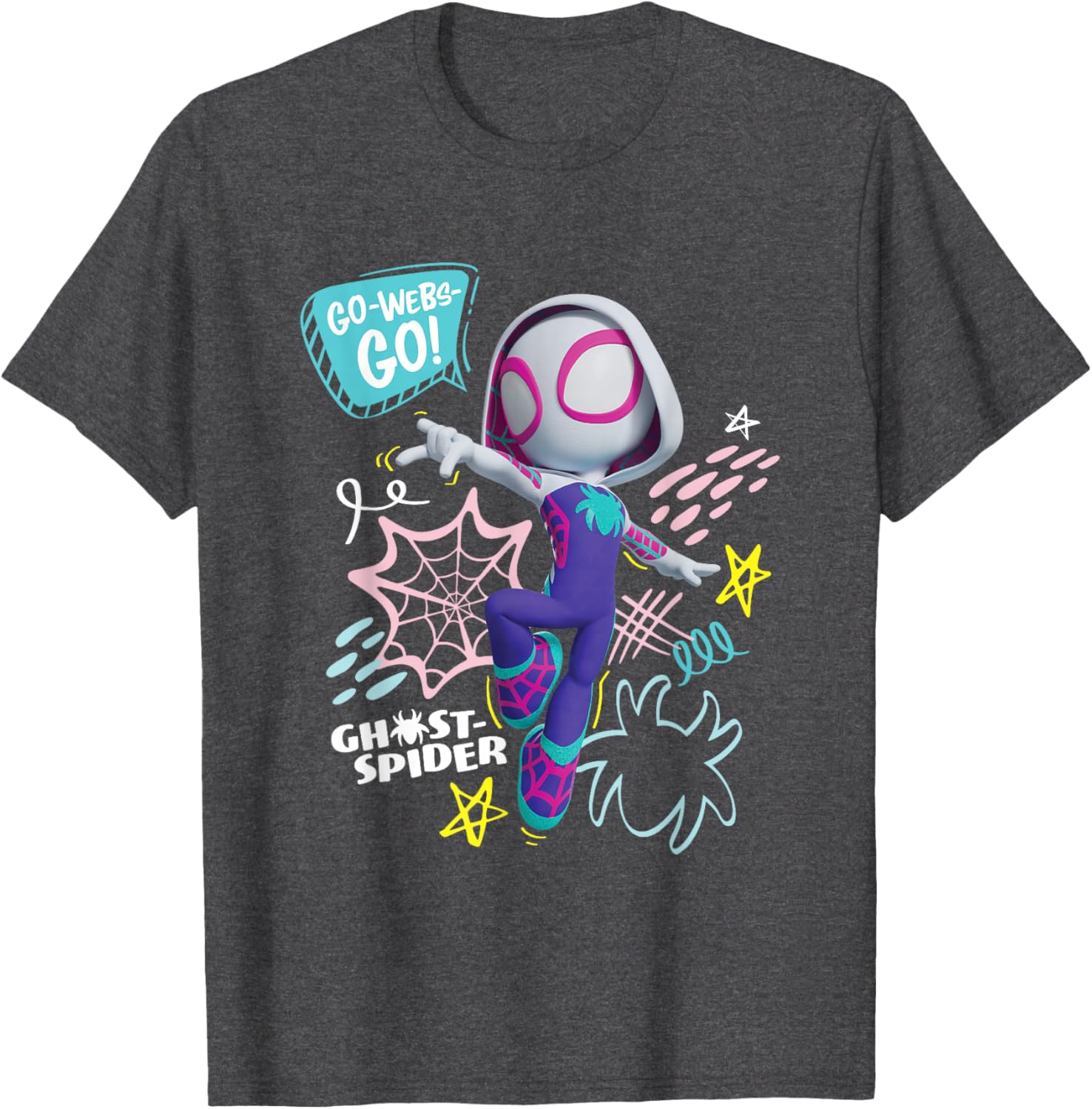Marvel Spidey Ghost-Spider Go Webs T-Shirt for Kids and Fans - 9