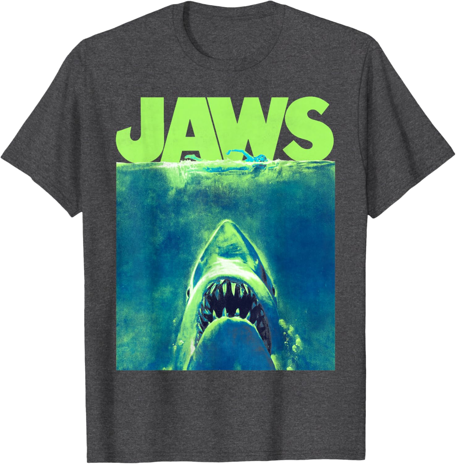 Jaws Surfacing Neon Poster Logo T-Shirt for Surf and Beach Lovers - 1