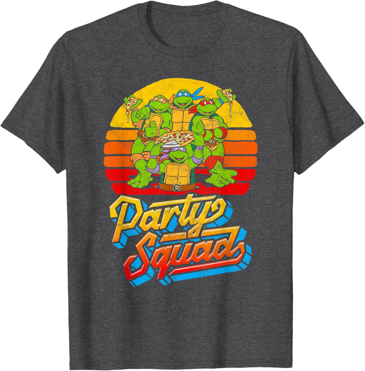 Mademark TMNT Vintage 80s Pizza Friends Distressed T-Shirt for Fans - 9
