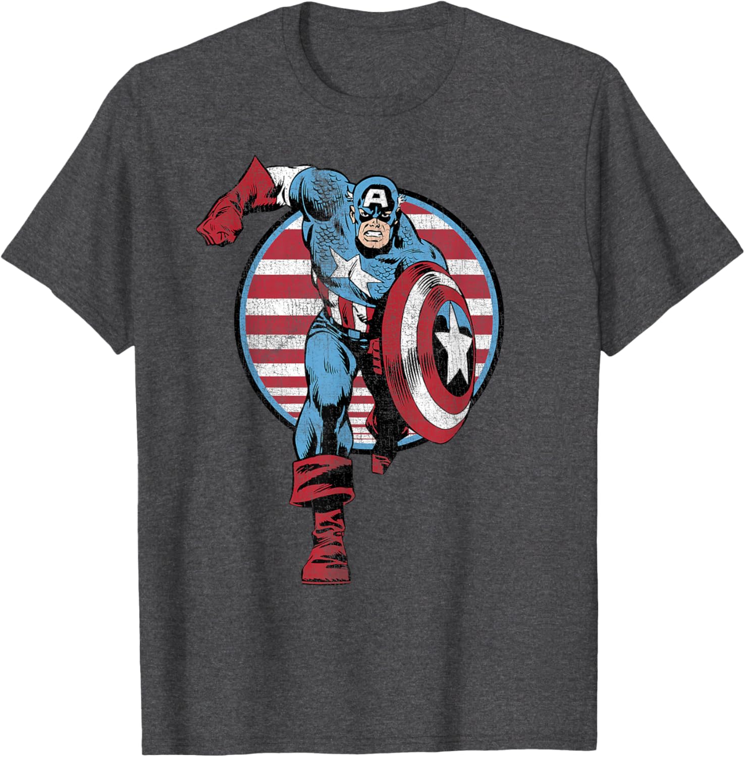 Vintage Captain America Retro Comic Circle T-Shirt for Fans - 5