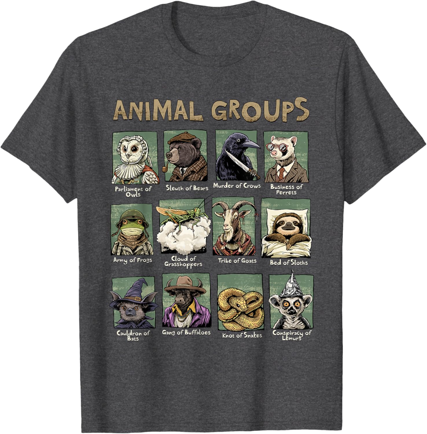 Animal Groups Unveiled T-Shirt - Fun Educational Wildlife Design - 12