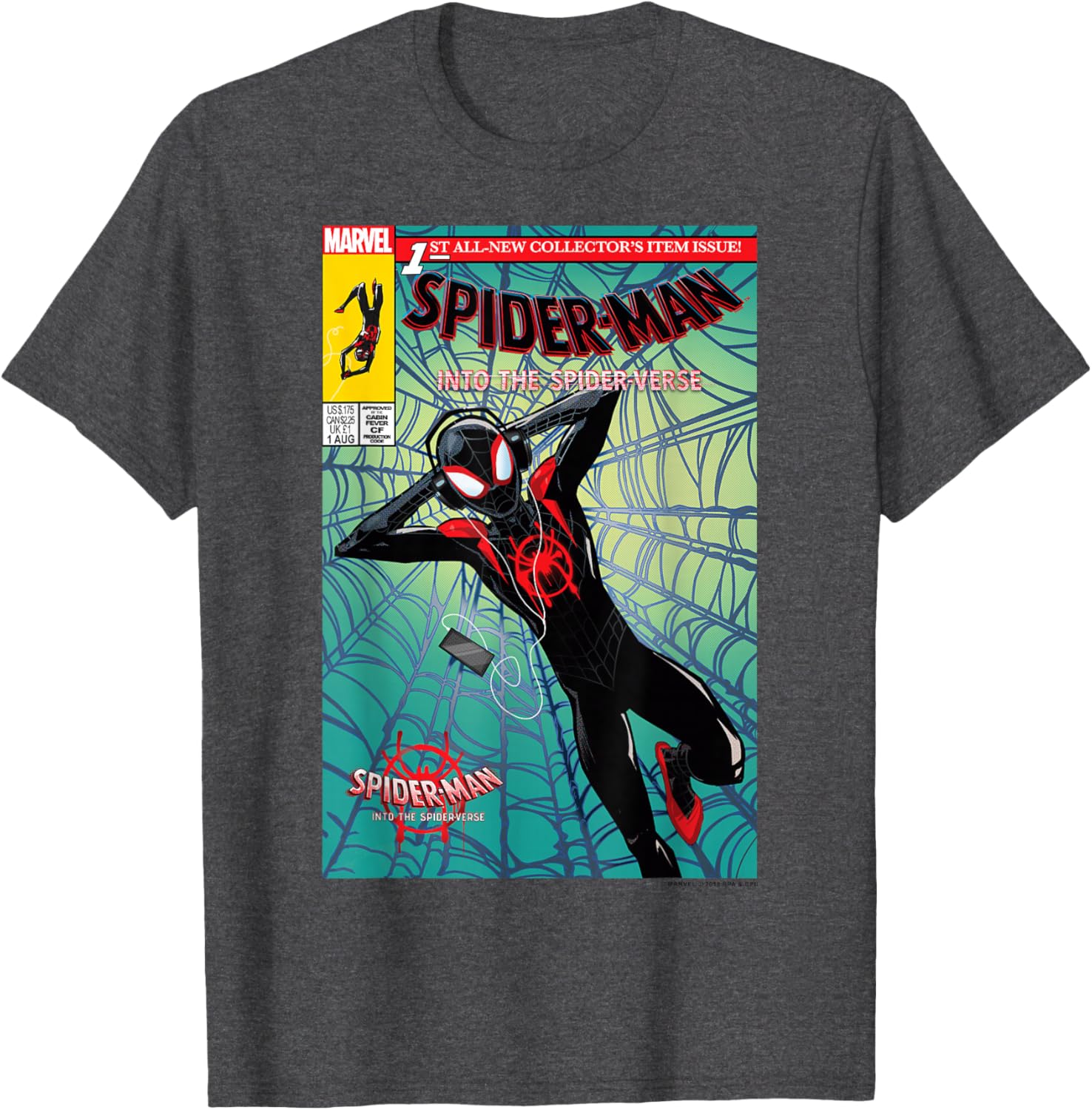Classic Marvel Spider-Man Crew Neck T-Shirt Black 100% Cotton for Fans - 10