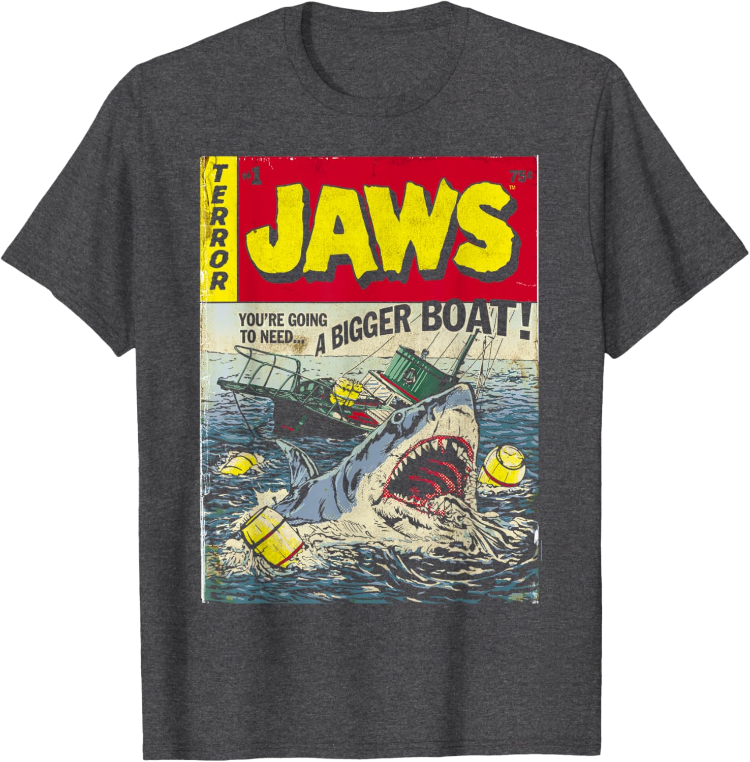Jaws Pulp Attack Comic Cover T-Shirt for Shark Lovers and Fans - 1
