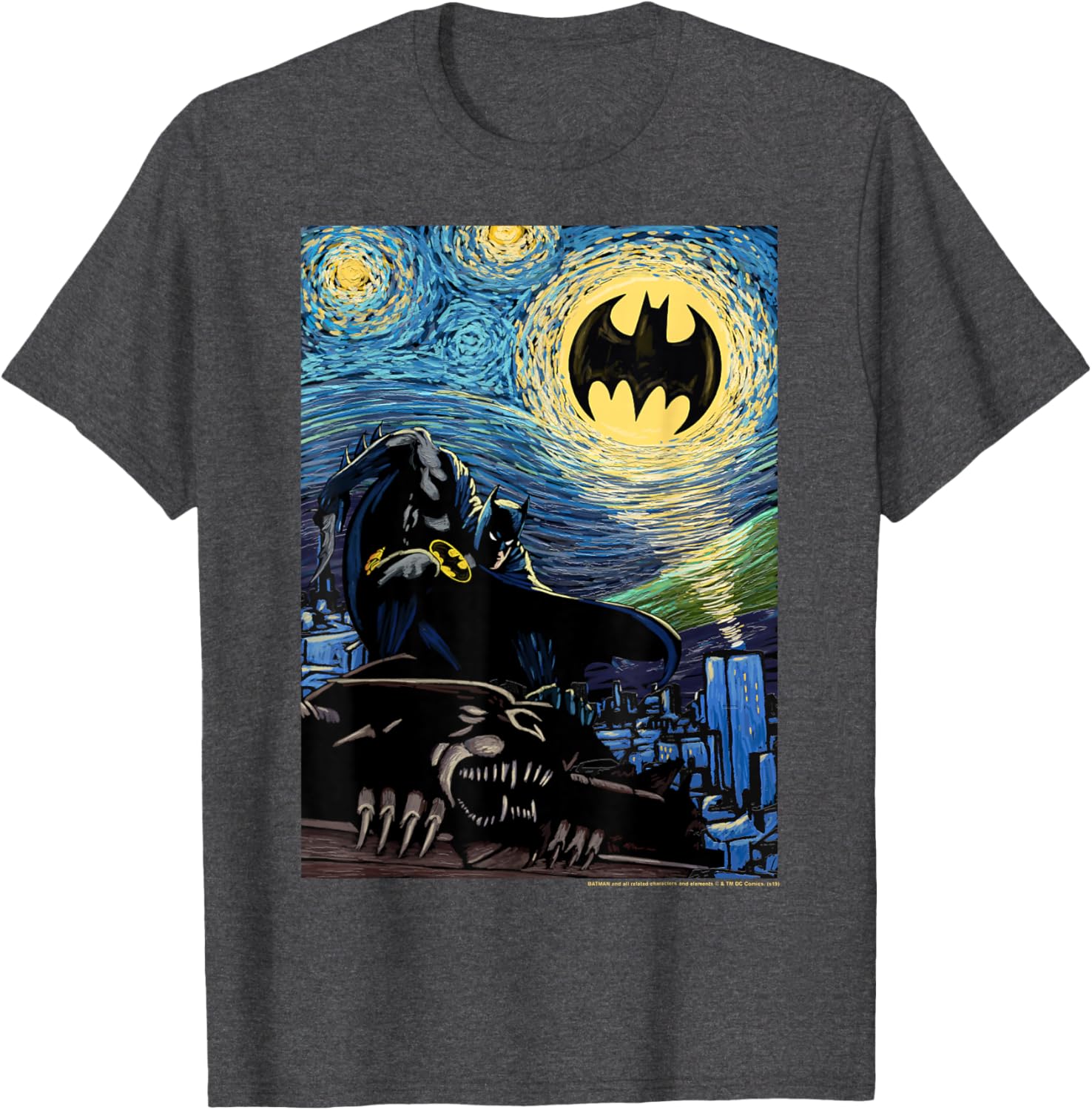 DC Comics Batman Starry Night Style Poster T-Shirt for Fans and Collectors - 6