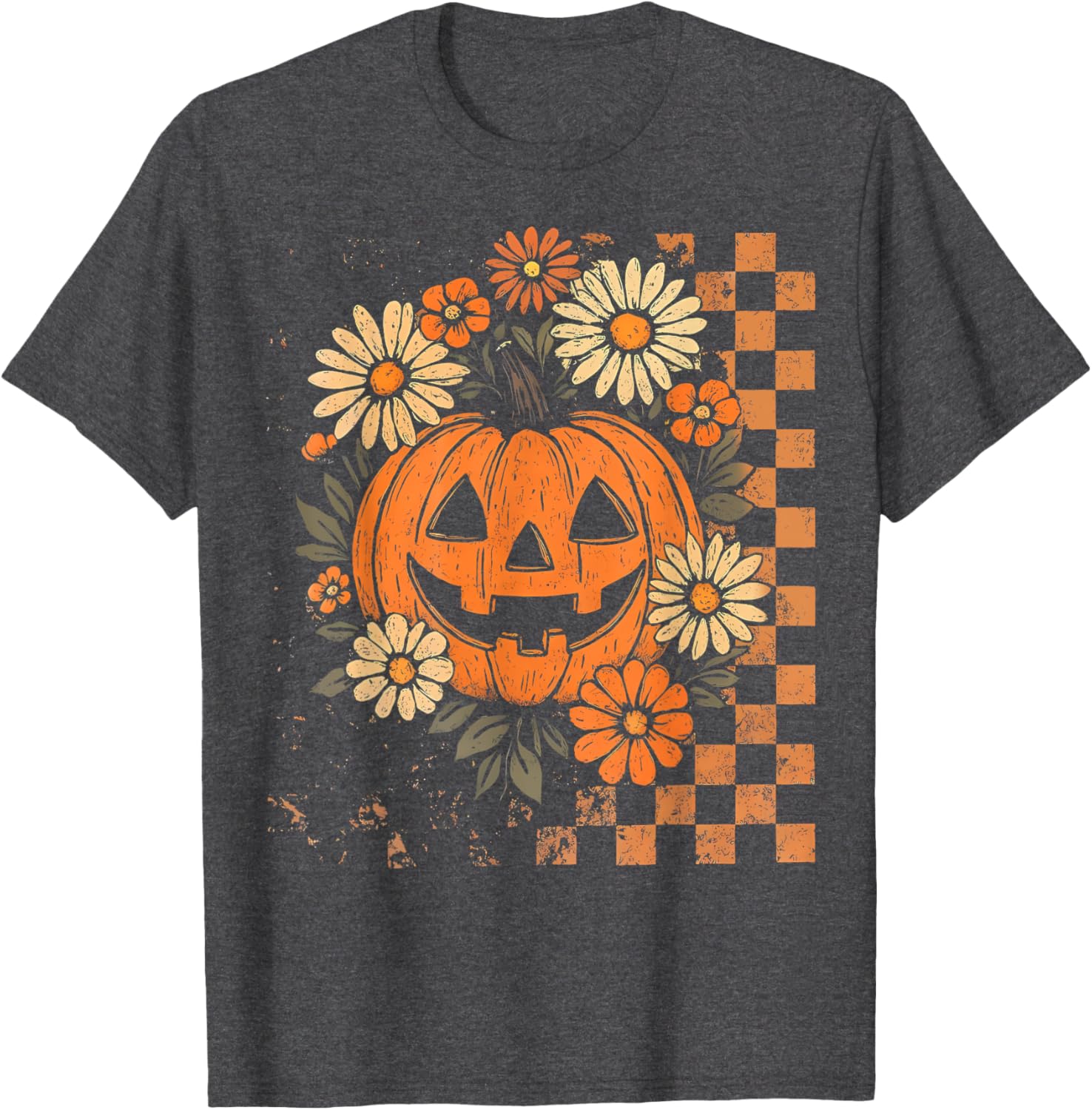 Vintage Floral Boho Pumpkin Halloween T-Shirt for Fall Fun - 15