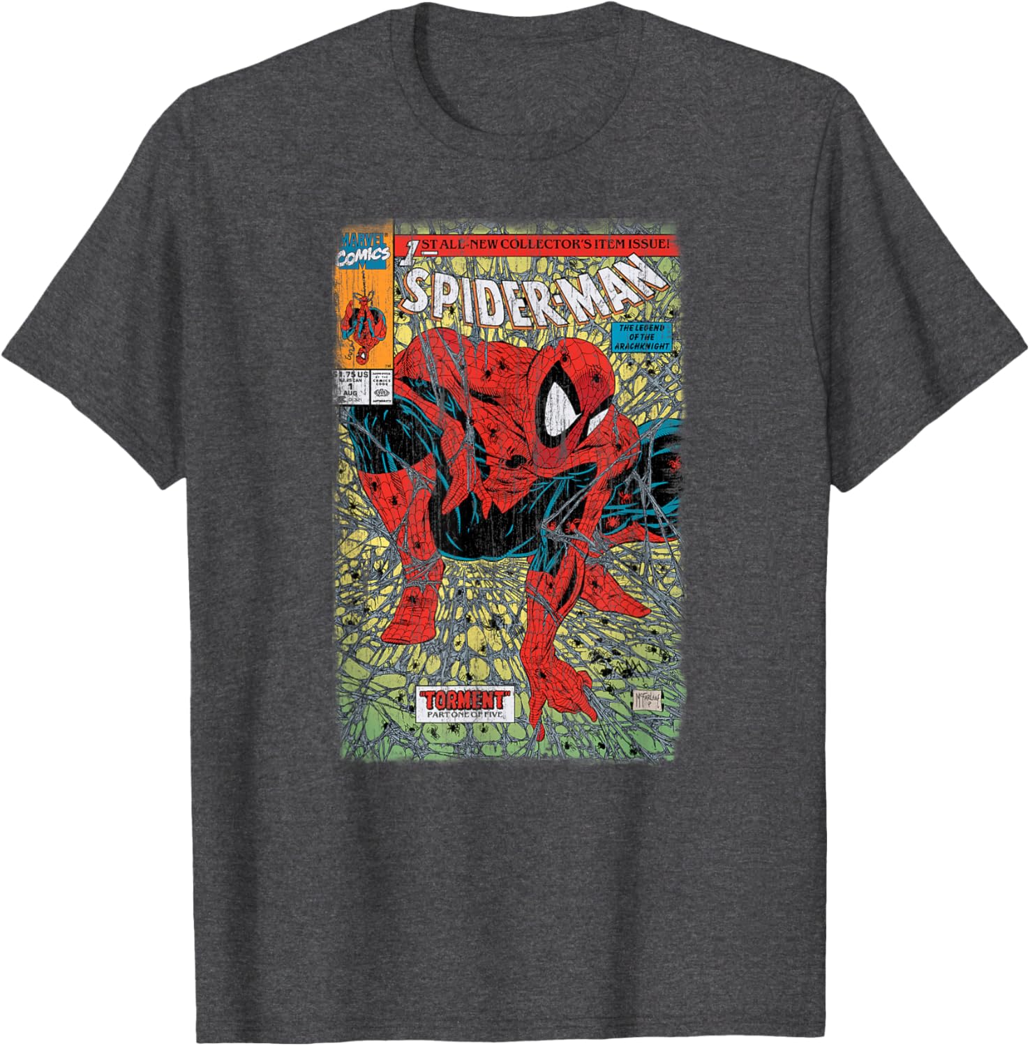 Retro Classic Spider-Man Torment Distressed T-Shirt for Marvel Fans - 8