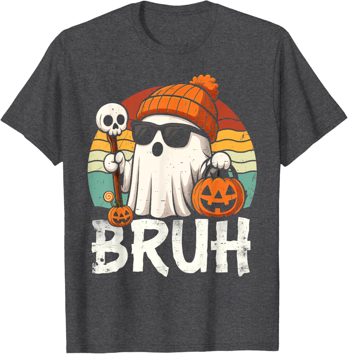 Cute Bruh Ghost Trick or Treat Kids T-Shirt for Halloween Fun - 9
