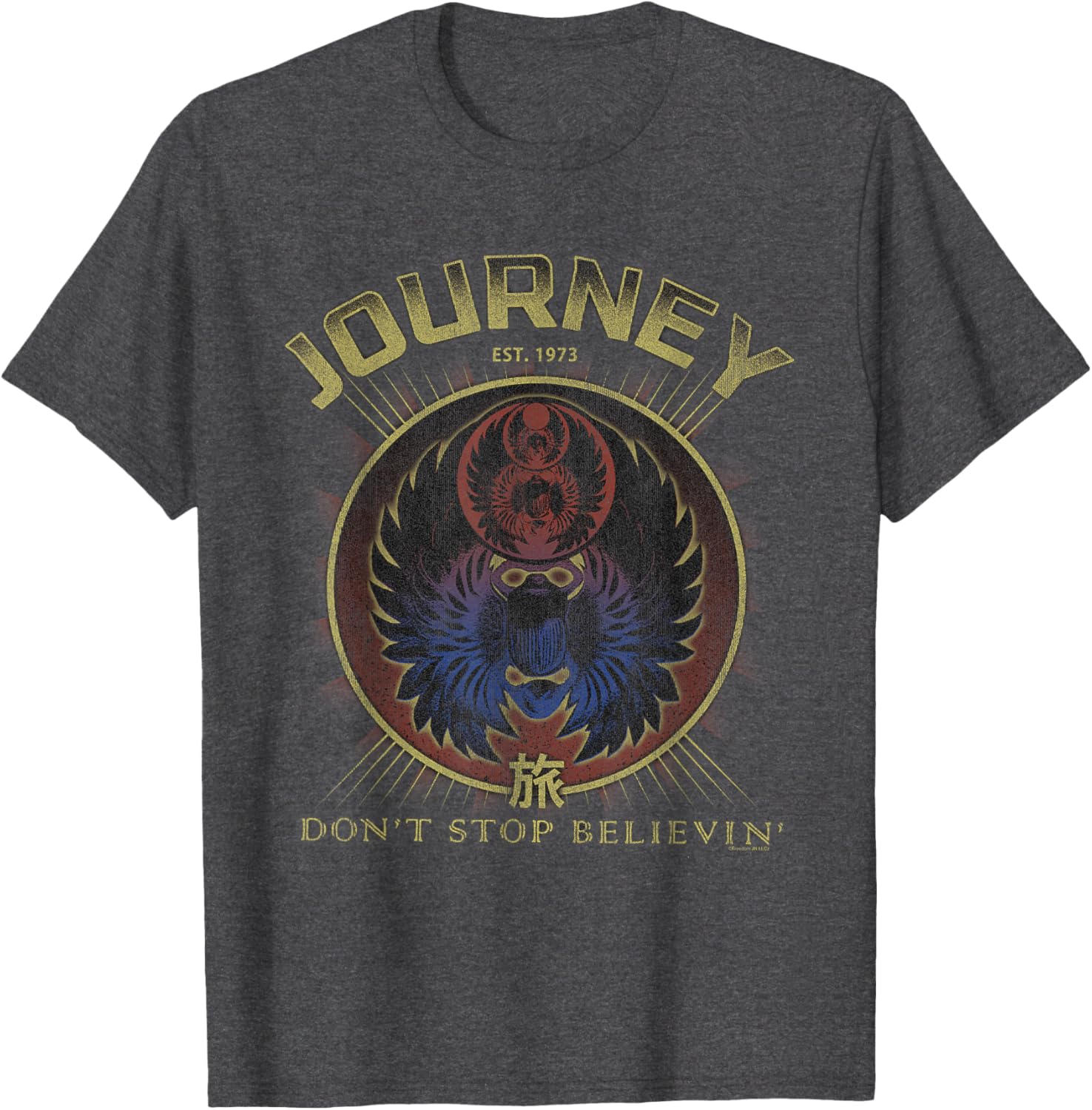 Journey Gold Don't Stop Believin Scarab Logo Vintage T-Shirt for Fans - 2
