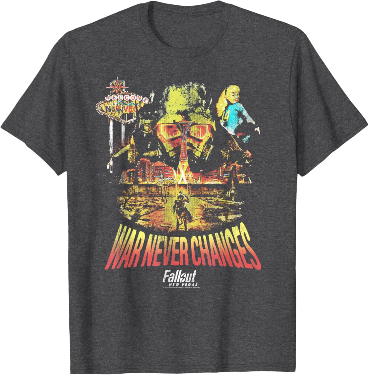 Fallout New Vegas War Never Changes T-Shirt Collage for Gamers - 3
