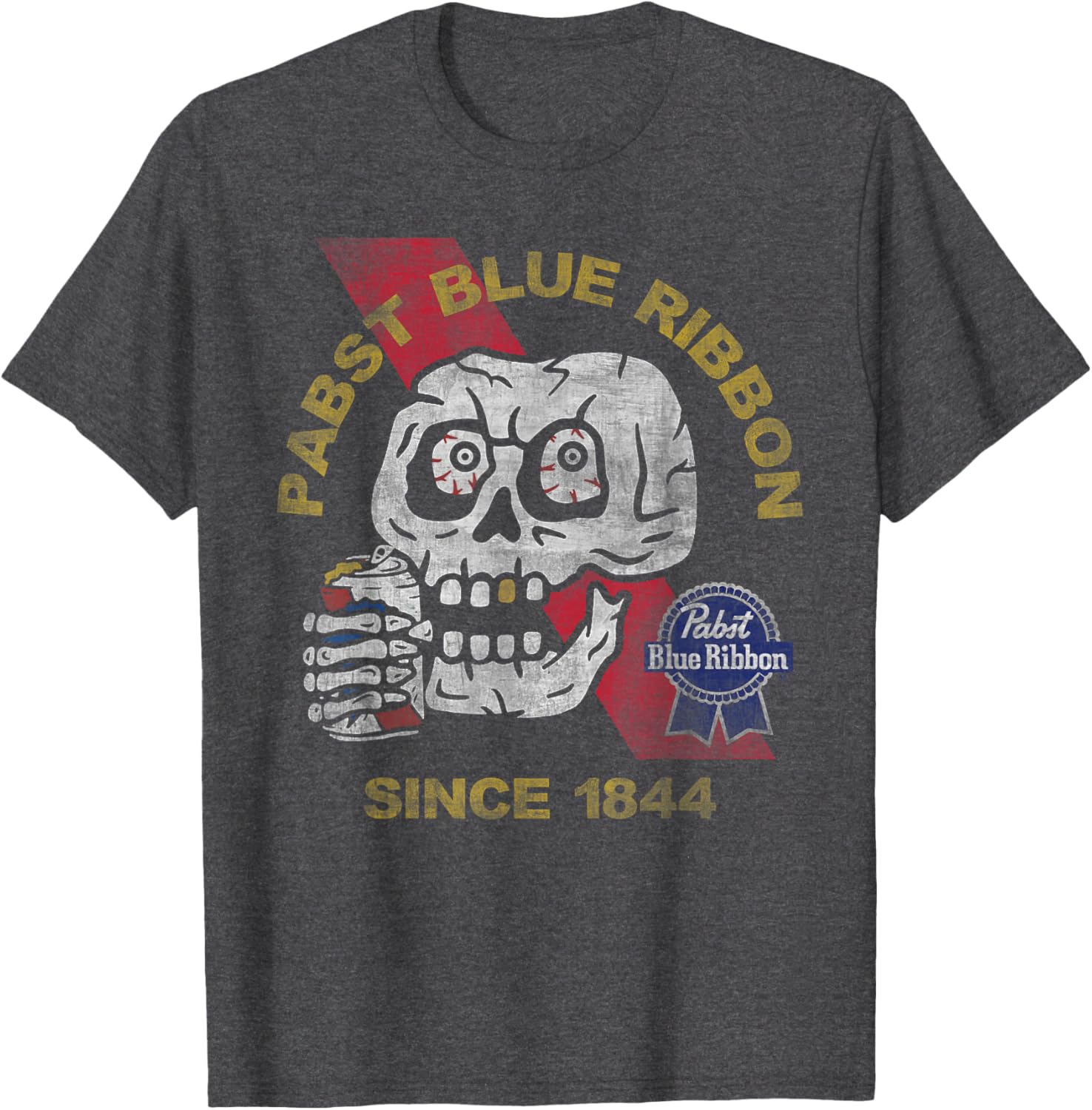 Weathered Pabst Beer Skull T-Shirt Vintage Style Since 1844 - 7