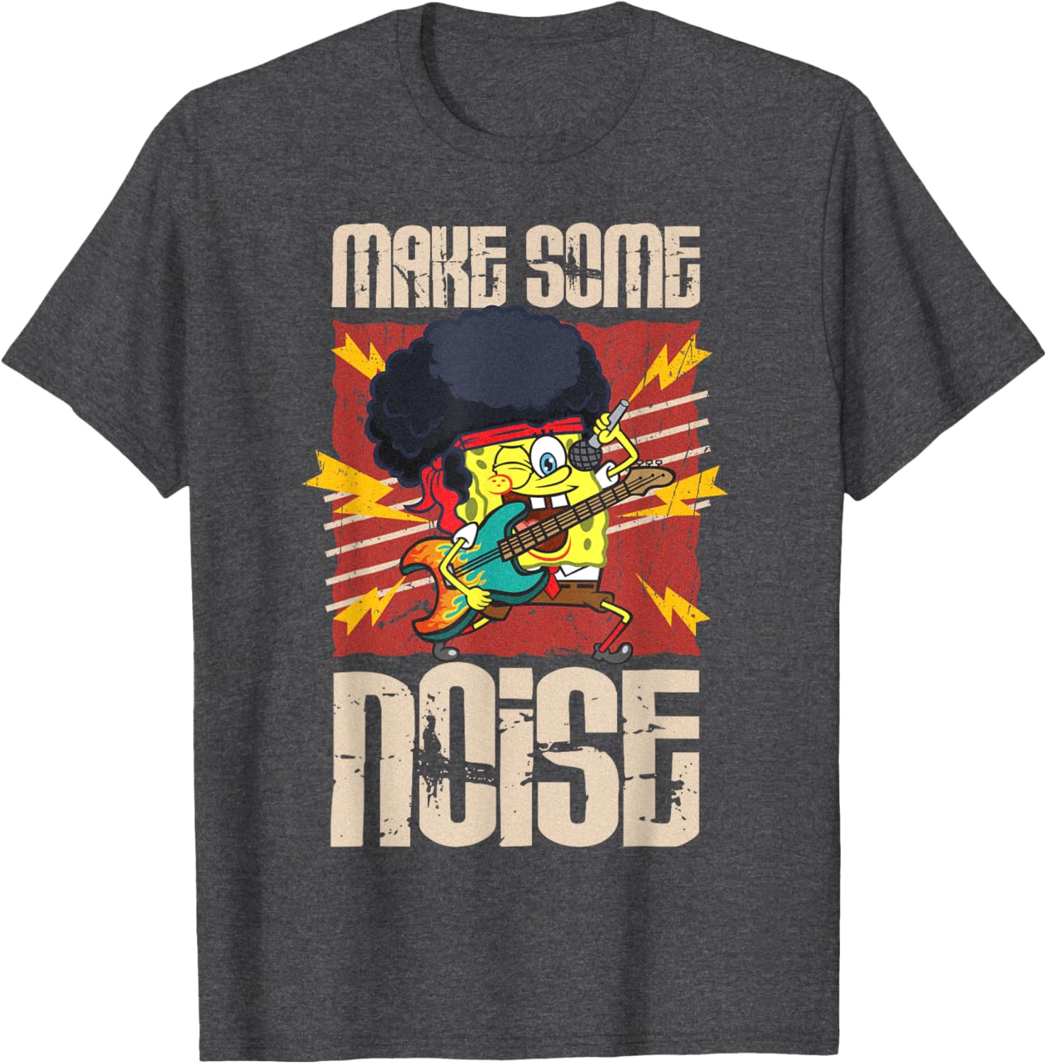 Mademark SpongeBob Make Some Noise Rock and Roll Retro T-Shirt - 2