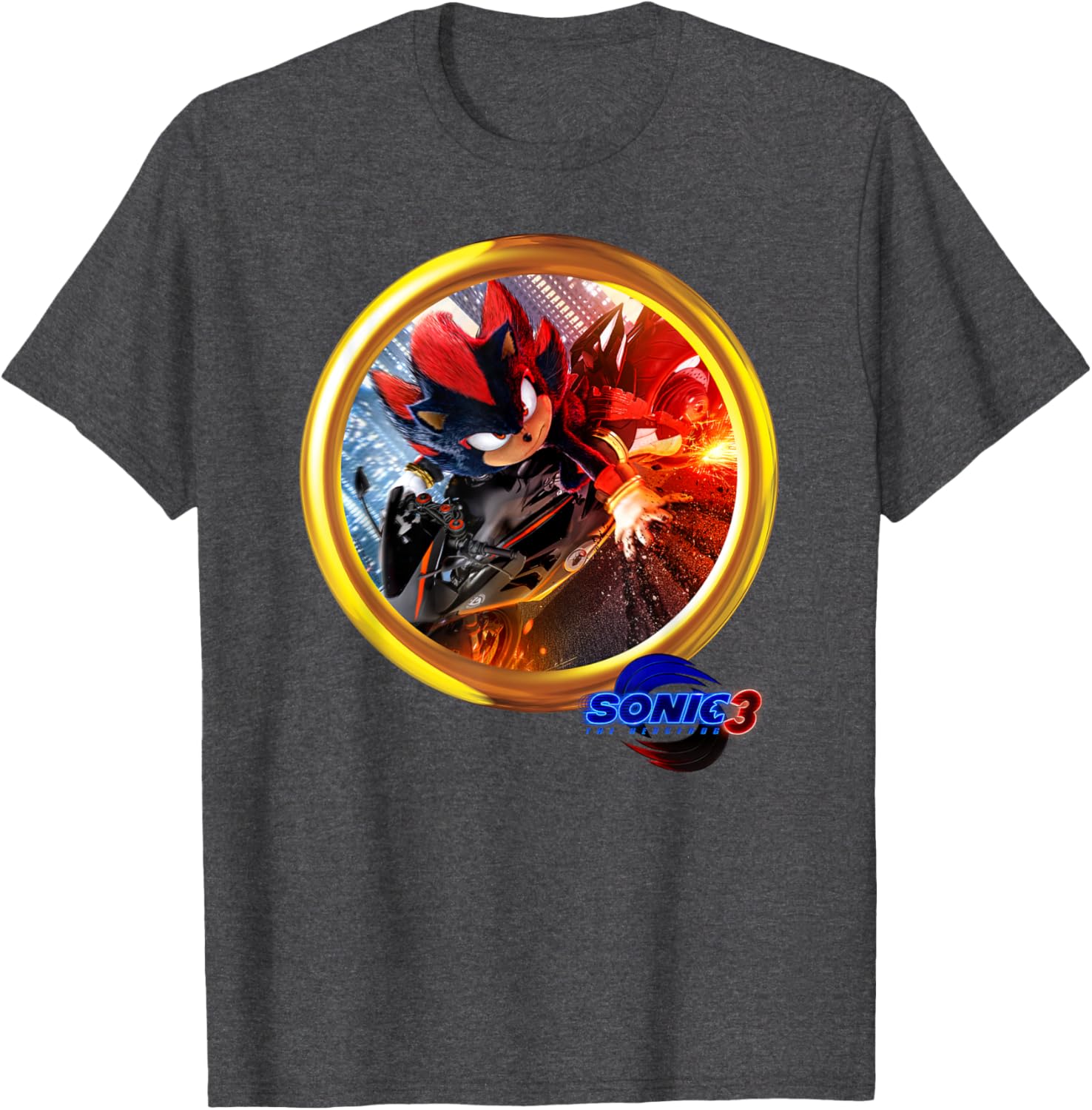Sonic the Hedgehog 3 Shadow Motorcycle T-Shirt for Fans and Gamers - 6