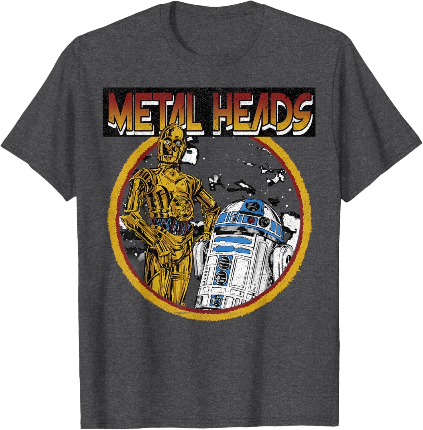 Star Wars R2-D2 C-3PO Metal Heads Circle Portrait T-Shirt for Fans - 1