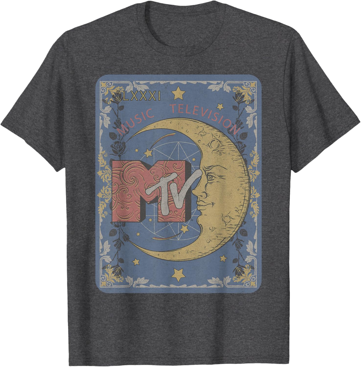 MTV Music Television Tarot Card T-Shirt with Crescent Moon Design - 6