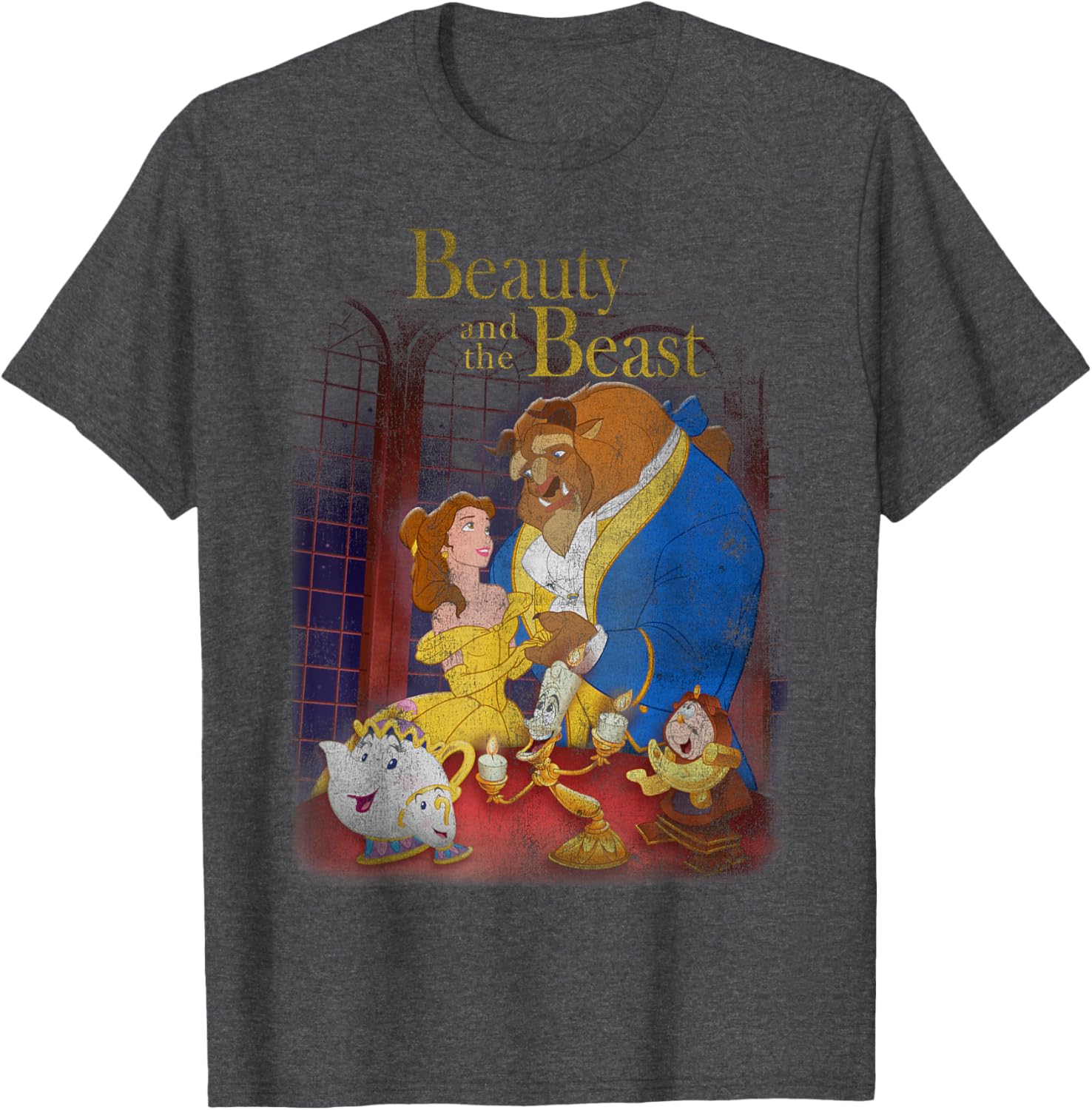 Disney Beauty and the Beast Vintage Distressed T-Shirt Group Shot Design - 4