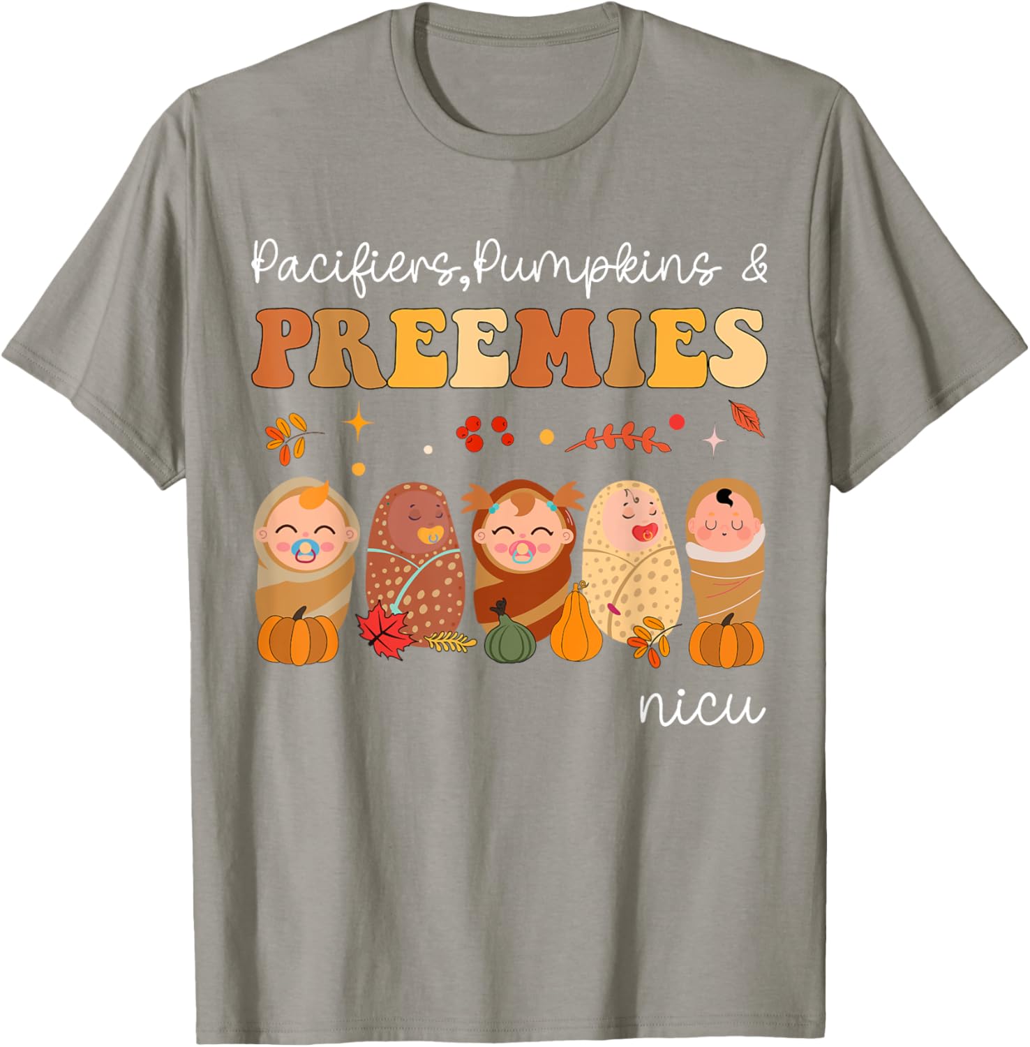 Cute Pumpkin Design NICU Nurse Halloween T-Shirt for Preemies and Caregivers - 9