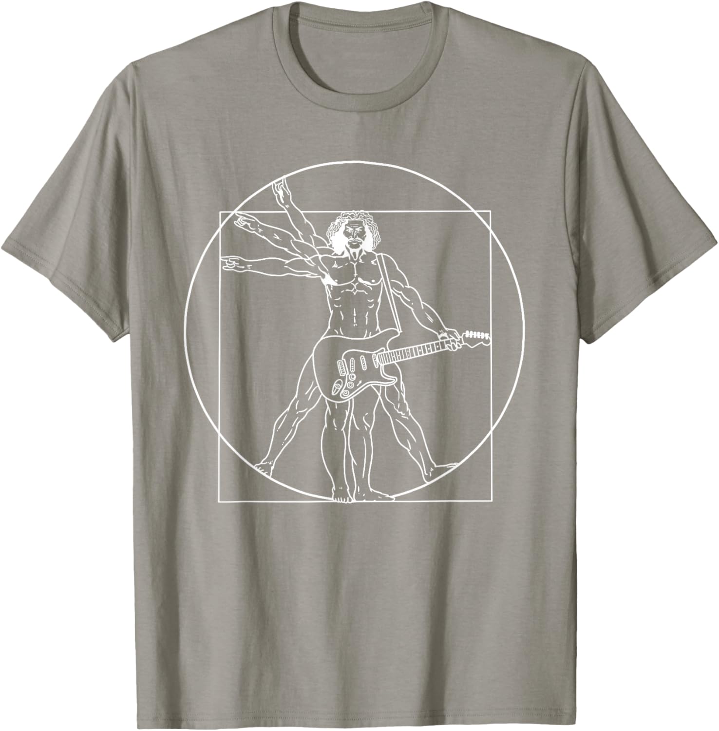 Guitar Da Vinci Vitruvian Man Musician T-Shirt for Guitar Lovers - 6