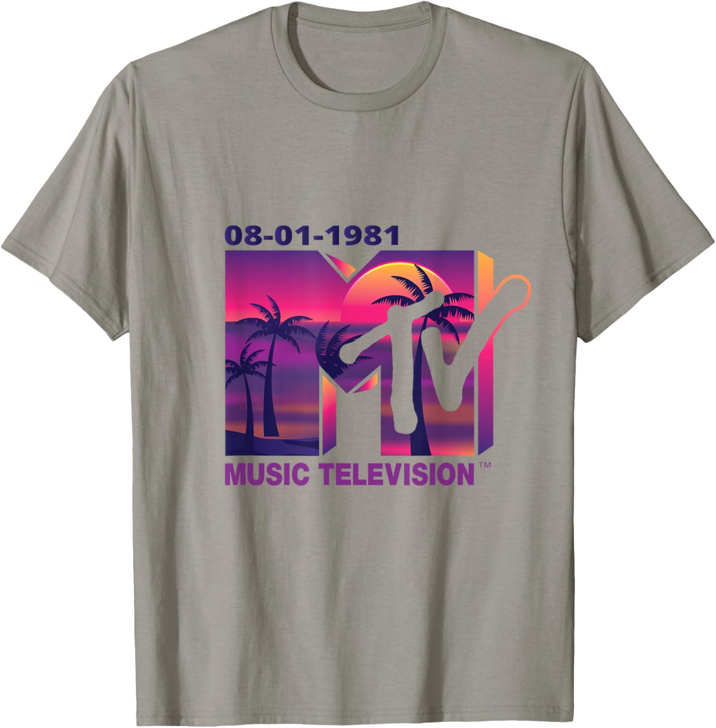 Mademark x MTV 1981 Logo T-Shirt with Purple Palms in Sunset Design - 8