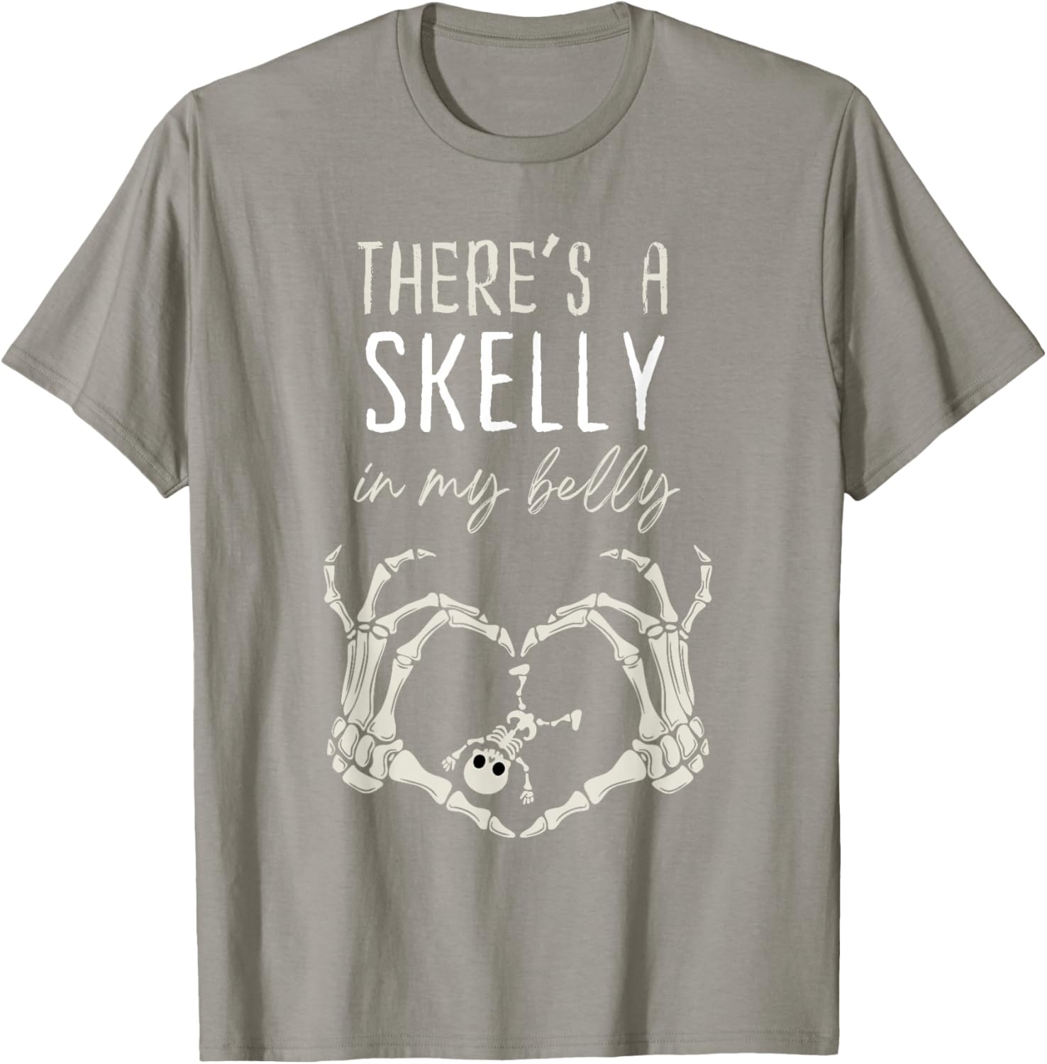 Funny Skeleton Skelly in My Belly Pregnant Halloween T-Shirt for Moms - 3