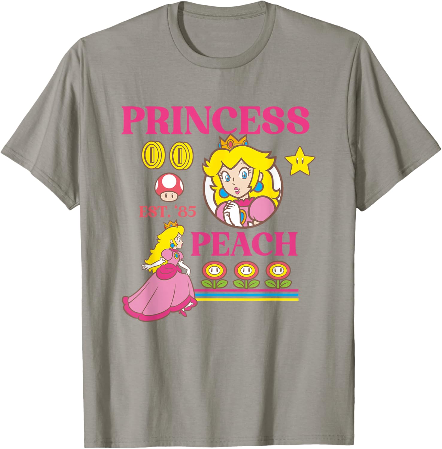 Super Mario Fire Flower Princess Peach Power Up T-Shirt for Gamers - 9