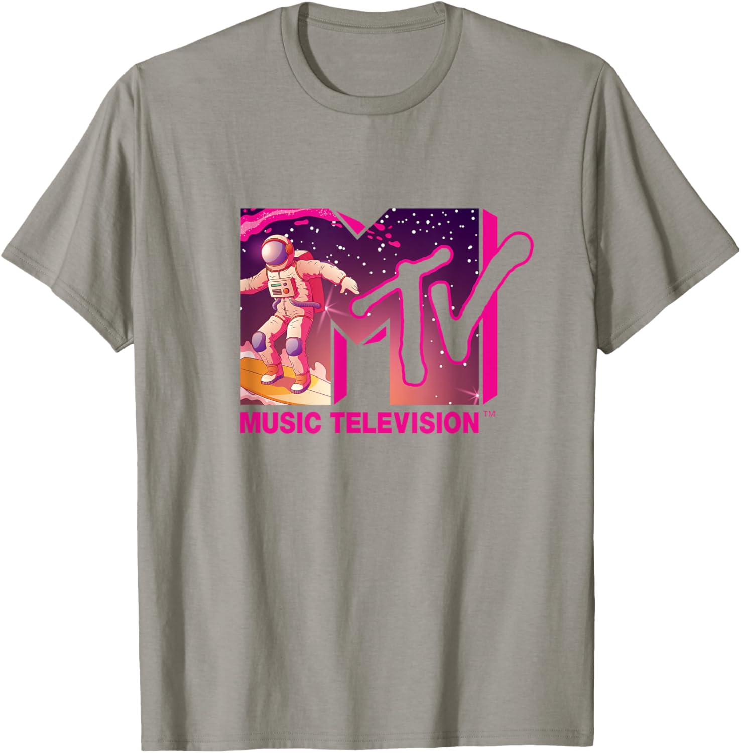 Mademark x MTV Surfing Astronaut Space T-Shirt - Official MTV Logo Tee - 15