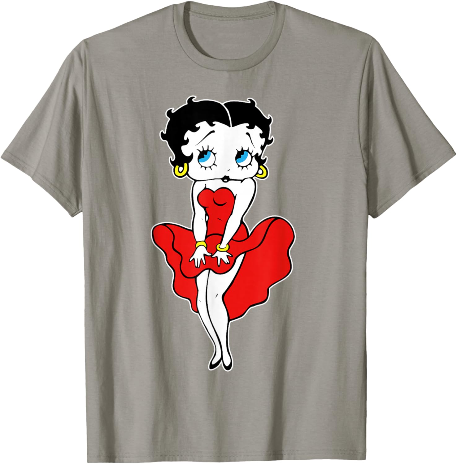 Classic Betty Boop Retro Red Dress T-Shirt for Fun Cartoon Lovers - 12
