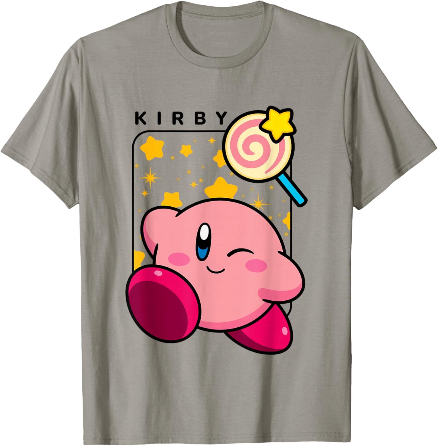 Cute Kirby Lollipop Stars Graphic T-Shirt for Nintendo Fans - 3