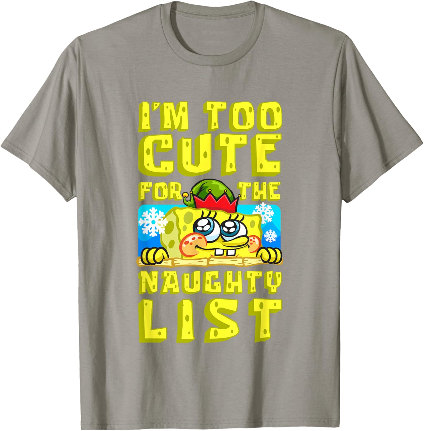 SpongeBob Christmas I'm Too Cute for the Naughty List T-Shirt Gift - 13