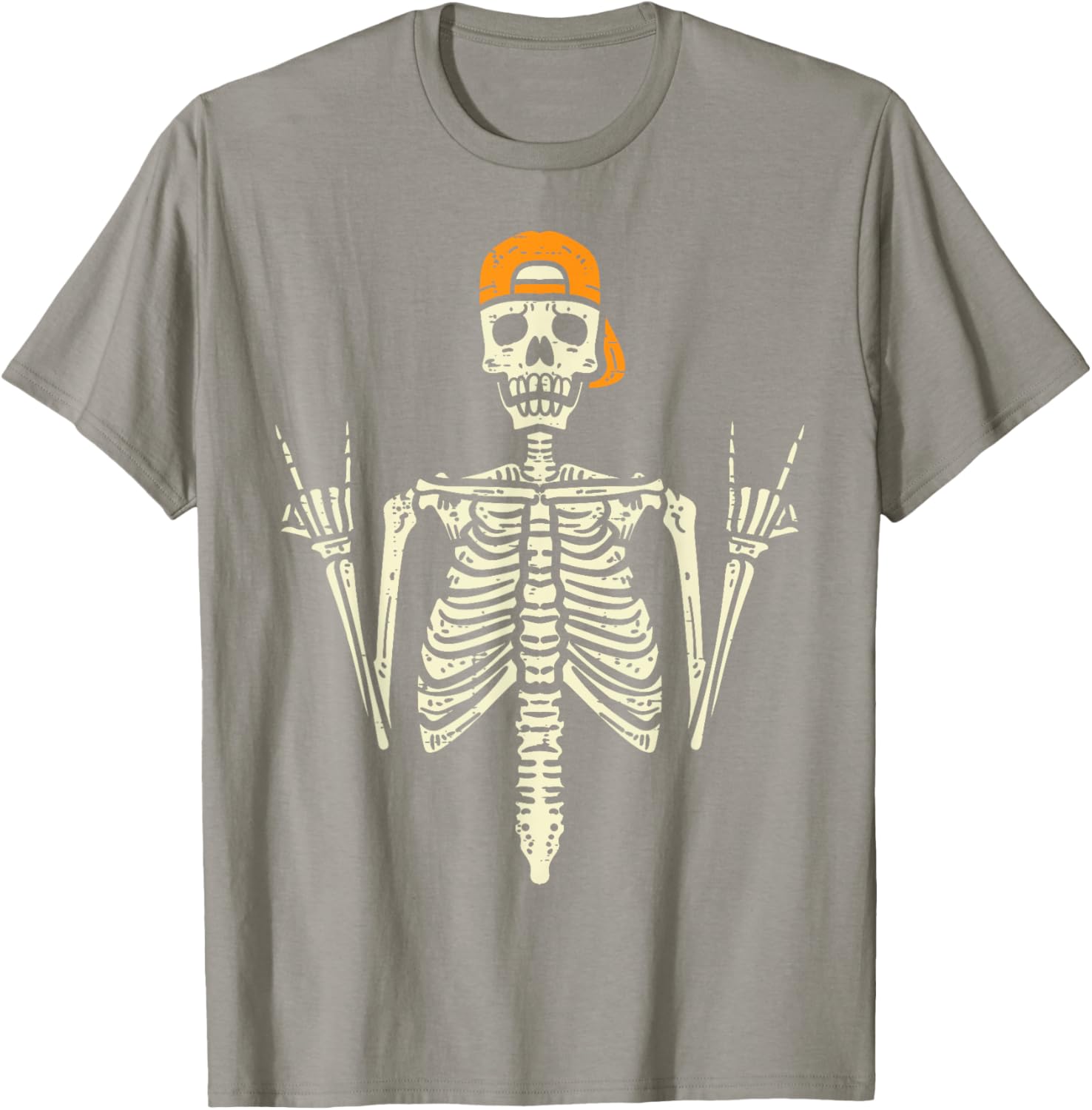 Cool Rocker Skeleton Cap Skater T-Shirt for Halloween Punk Rock Style - 17
