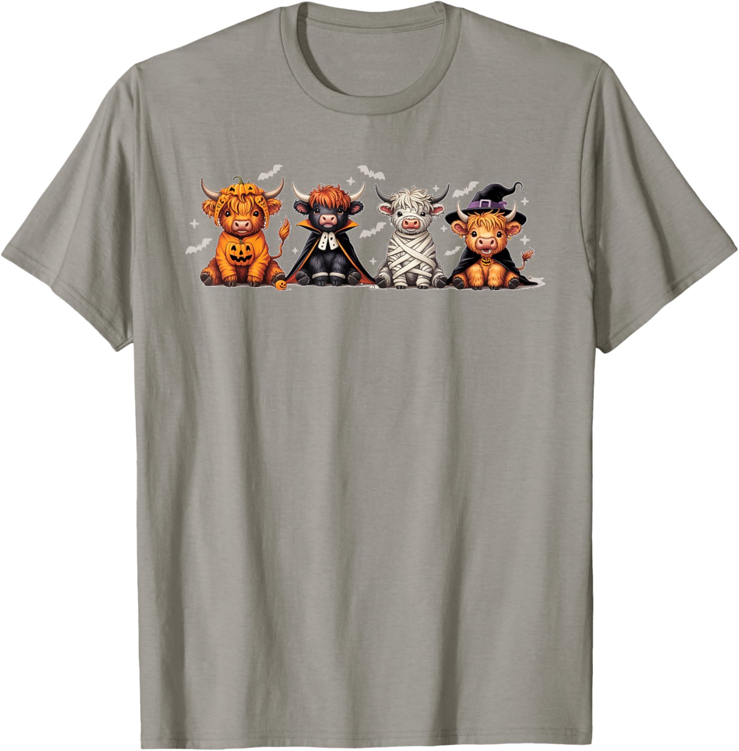 Spooky Halloween Highland Cow Cross Stitch T-Shirt for Festive Fun - 22