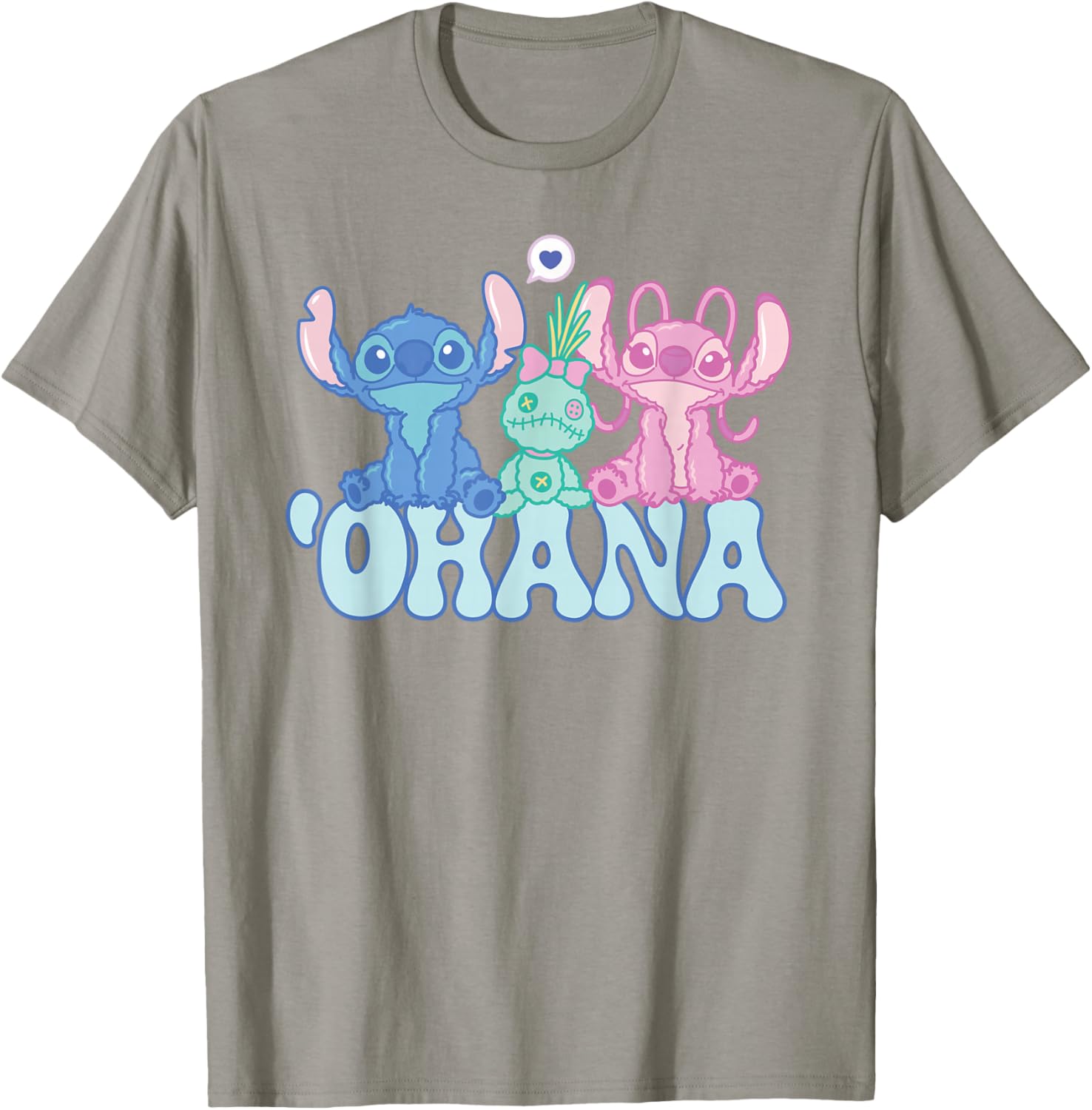 Cute Disney Stitch Ohana T-Shirt with Angel and Scrump for Kids and Adults - 1