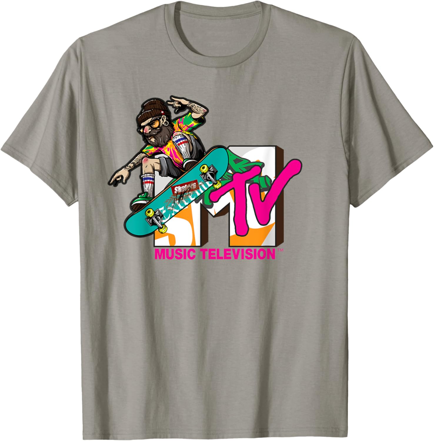 Mademark x MTV Hipster Skater T-Shirt - Trendy Logo Graphic Tee - 5