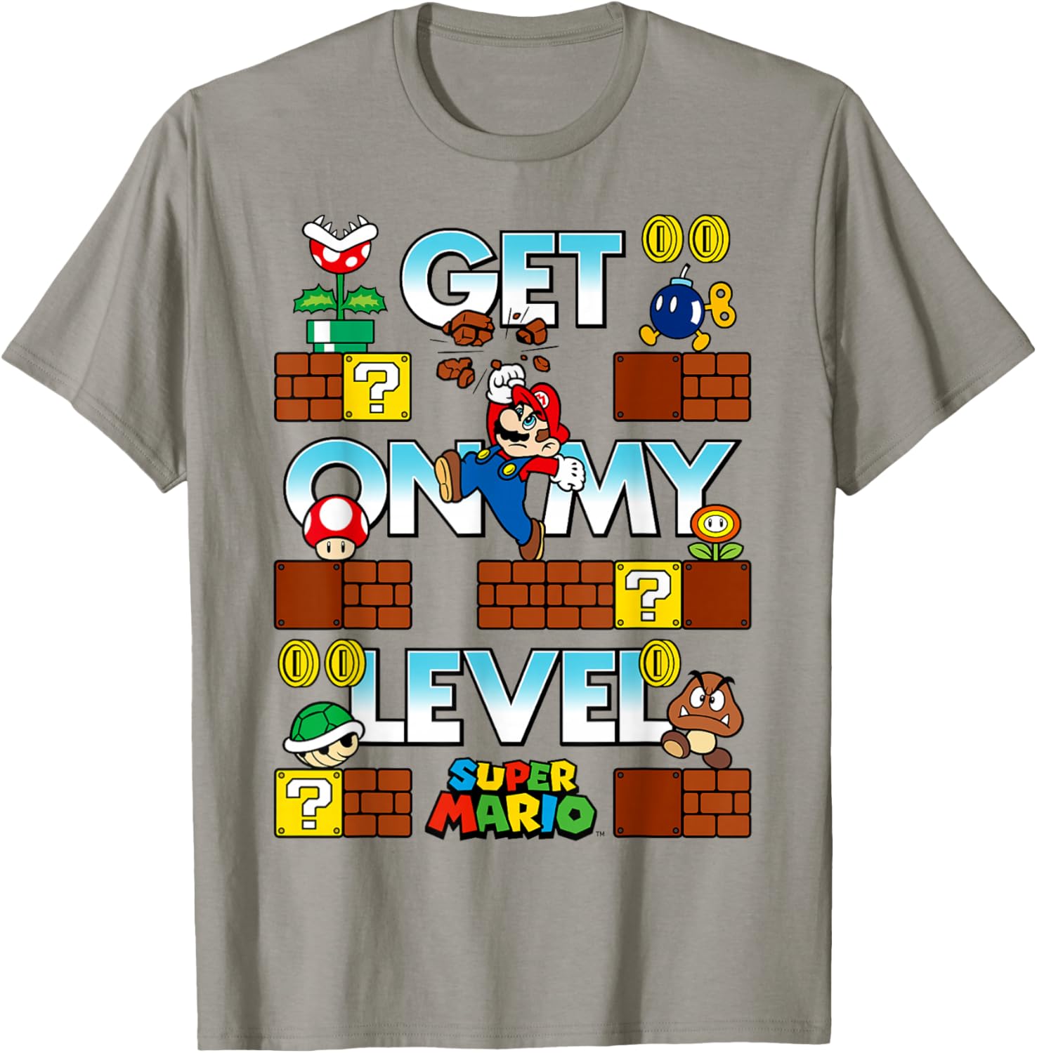 Super Mario Get On My Level Game Play Poster T-Shirt for Gamers - 2