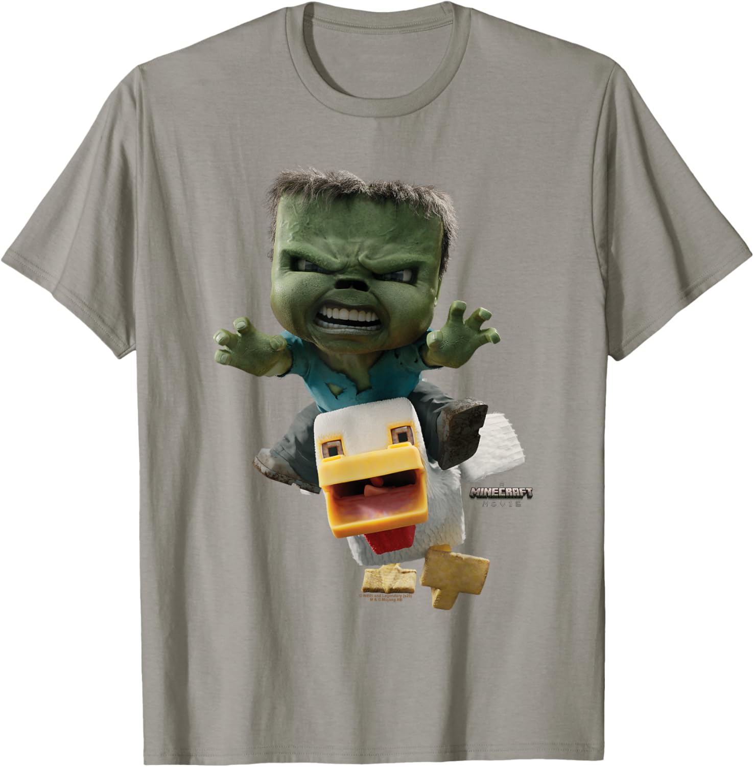 Cool Minecraft Movie Chicken Jockey Baby Zombie Attack T-Shirt for Kids - 11